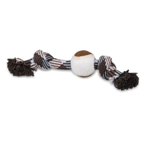 Vadigran Σχοινί Βαμβακερό 2 Κόμποι & Τένις Μπάλα Καφέ 30cm 180gr