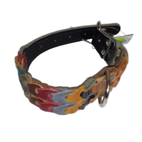 Lovepet Δερμάτινο Κολάρο Μαύρο Πλεκτό Πολύχρωμο 2X43Cm