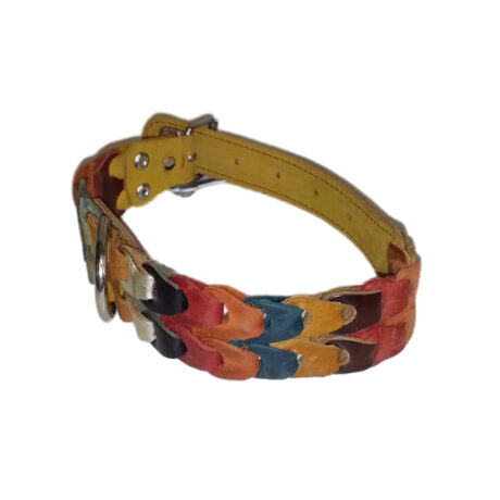 Lovepet Δερμάτινο Κολάρο Μπεζ Πλεκτό Πολύχρωμο 3X54Cm