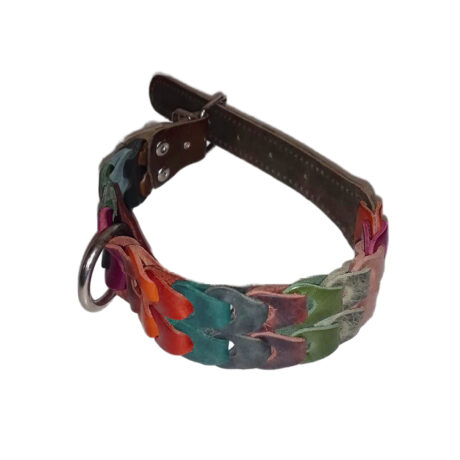 Lovepet Δερμάτινο Κολάρο Καφέ Πλεκτό Πολύχρωμο 3X54Cm