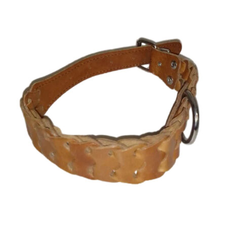 Lovepet Δερμάτινο Κολάρο Μπεζ Πλεκτό 3X54Cm