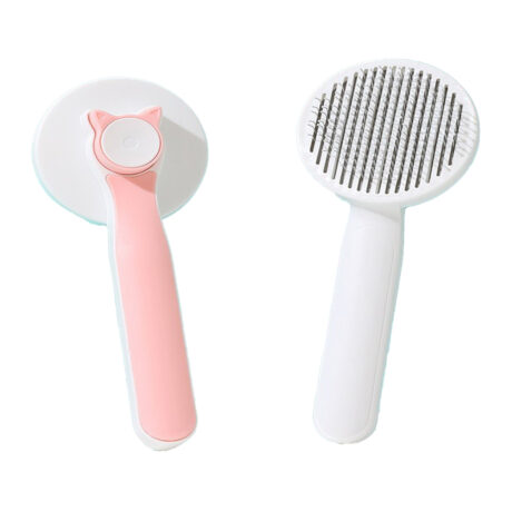 Βούρτσα Στρογγυλή Αυτοκαθαριζόμενη Χτένα με Κουμπί Αφαίρεσης Τριχών Ροζ 7.5cm