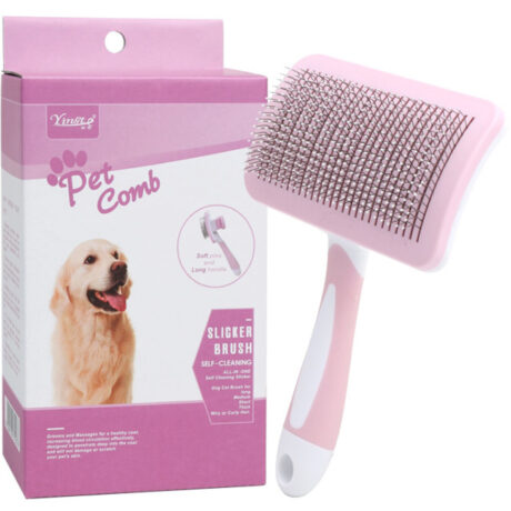 Αυτοκαθαριζόμενη Χτένα με Κουμπί Αφαίρεσης Τριχών Ροζ 8cm