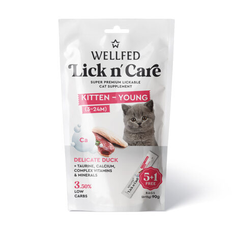 WellFed Lick 'n' Care Λιχουδιά για Γατάκια με Πάπια 90gr