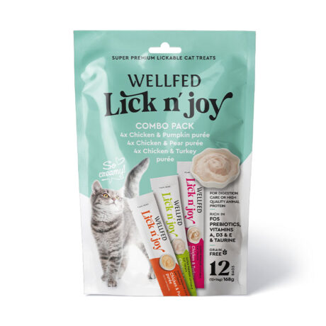 Wellfed Lick 'n' Joy Mix Tastes Λιχουδιές για Γάτες με Κοτόπουλο, Γαλοπούλα, Αχλάδι & Κολοκύθα 12x14gr