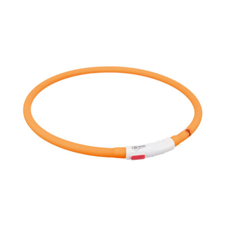 Trixie Λαμπερό Κολάρο Φακός Δακτύλιος USB XSmall/XLarge Πορτοκαλί 70cm/10mm