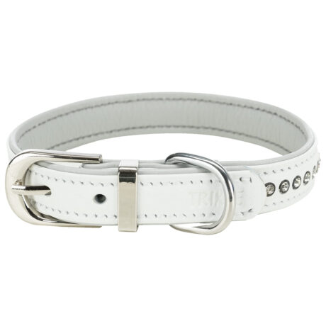 Trixie Active Comfort Περιλαίμιο με Διακοσμητικές Πέτρες Δερμάτινο Λευκό XXSmall/XSmall 17-21cm/12mm