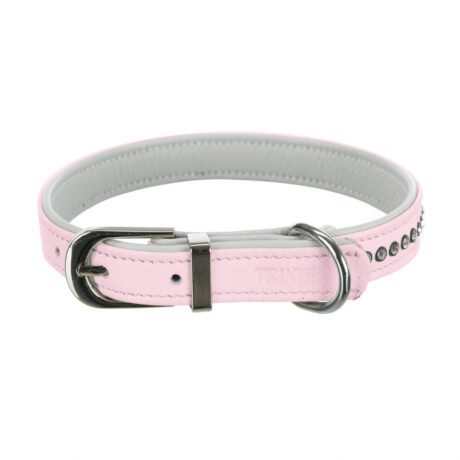 Trixie Active Comfort Περιλαίμιο με Διακοσμητικές Πέτρες Δερμάτινο Ροζ XXSmall/XSmall 17-21cm/12mm