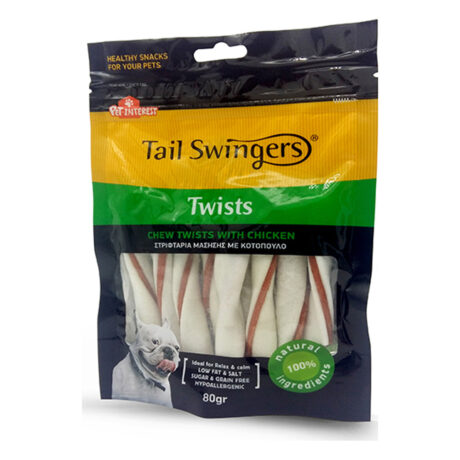 Tail Swingers Σνακ Στριφτά Στικς με Κοτόπουλο 80gr
