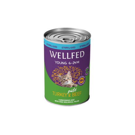 Wellfed Young Sterilised Κονσέρβα για Γατάκια με Γαλοπούλα & Βοδινό 400gr