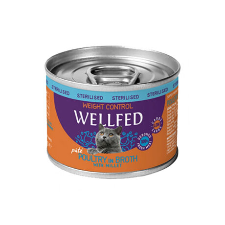Wellfed Sterilised Weight Control Κονσέρβα για Γάτες με Πουλερικά & Κεχρί 200gr