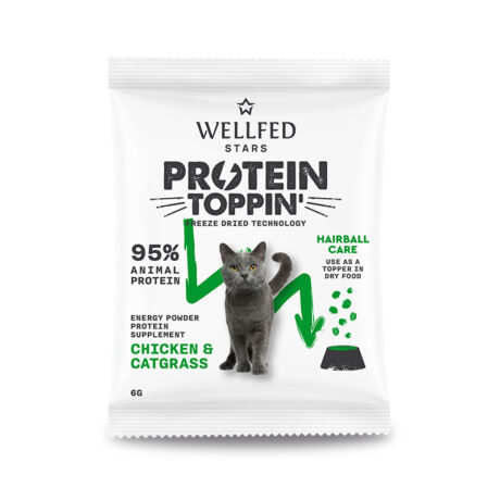 WellFed Freeze Dried Protein Toppin' Συμπλήρωμα Διατροφής Γάτας με Κοτόπουλο & Γατόχορτο 6gr