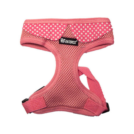 Pet Interest Σαμαράκι Σκύλου Mesh Harness Πουά με Γιακαδάκι Ροζ Medium 40-48cm/17,5cm