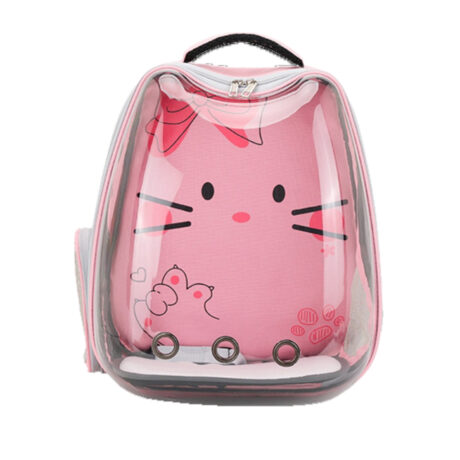 Τσάντα Κατοικιδίου Μεταφοράς Backpack Διάφανη με Κόμικ Ροζ 32x25x40cm