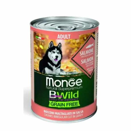Monge Bwild Grain Free Κονσέρβα Σκύλου με Σολομό, Κολοκύθα και Κολοκυθιά 400gr