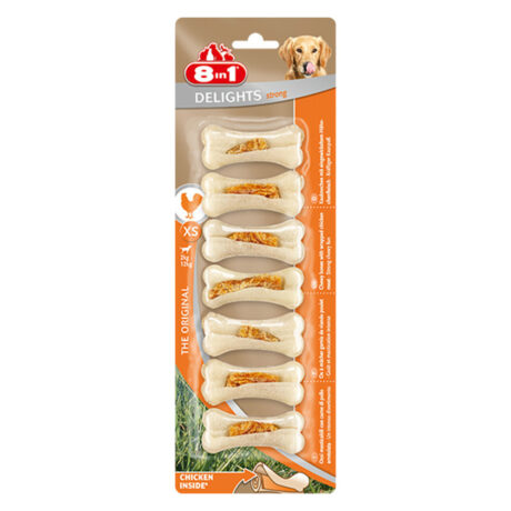 8 in 1 Delights Strong Φυσικά Κόκκαλα για Σκύλους XSmall 140gr 7τμχ