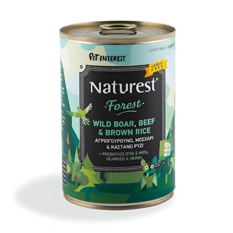 Naturest Κονσέρβα Σκύλου με Αγριογούρουνο Βοδινό & Καστανό Ρύζι 400gr