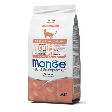 Monge Adult Monoprotein Ξηρά Τροφή για Ενήλικες Γάτες Μονοπρωτεϊνική Σολομός 1.5kg