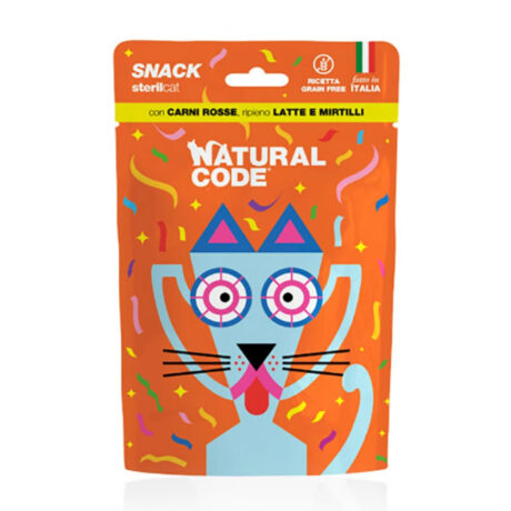 Natural Code Λιχουδιά για Στειρωμένες Γάτες με Κόκκινο Κρέας και Μύρτιλα 60gr