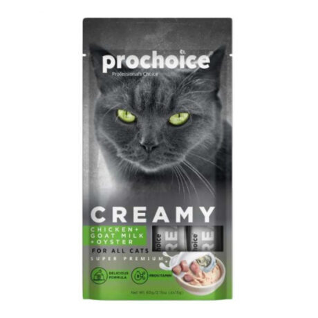 ProChoice Creamy Λιχουδιά Γάτας Με Κοτόπουλο, Κατσικίσιο Γάλα Και Στρείδι 4x15gr