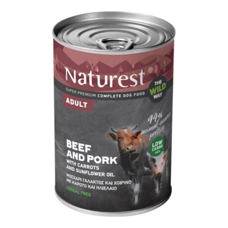 Naturest Κονσέρβα Σκύλου Adult με Βοδινό, Χοιρινό & Καρότο 400gr