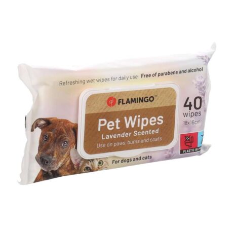 Flamingo Pet Wipes Υγρά Μαντηλάκια Καθαρισμού με Άρωμα Λεβάντα 40τμχ 18x16cm