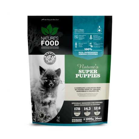 Nature's Food Supper Puppies Ωμή Τροφή Κουταβιού Μπιφτέκια Κοτόπουλου 1kg