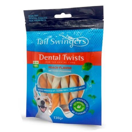 Tail Swingers Dental Twists Σνακ Οδοντικό με Γεύση Ροδάκινο 130gr