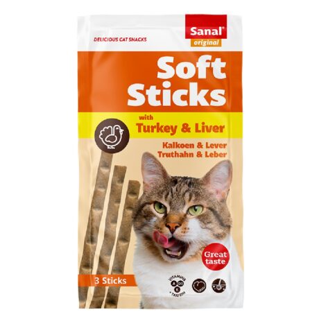 Sanal Λιχουδιά Γάτας Μαλακά Sticks με Γαλοπούλα και Συκώτι