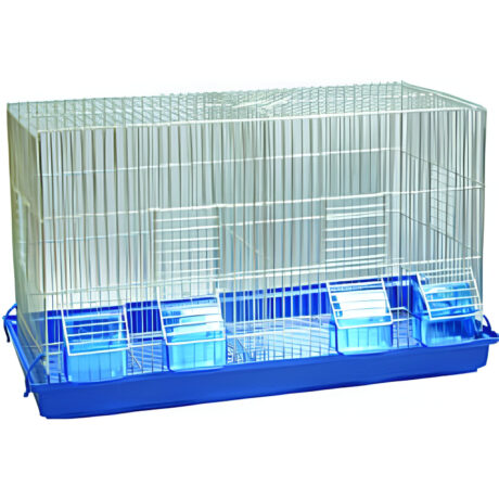 Κλουβί Διπλή Ζευγαρώστρα με 4 Ταΐστρες Νίκελ 64x31x36.5cm