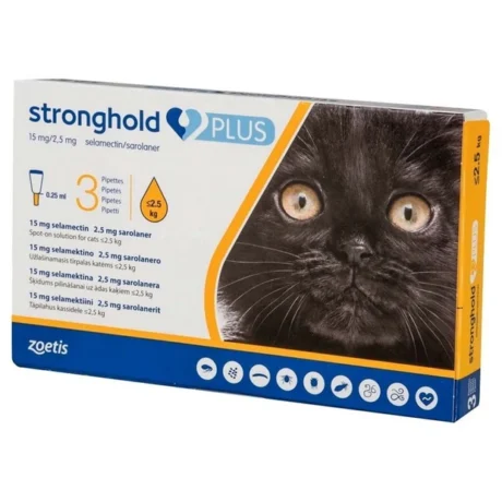 Stronghold Plus Cat Αντιπαρασιτικό για Εξωπαράσιτα & Ενδοπαράσιτα για Γάτες 0.25ml <2.5kg 3 Πιπέτα