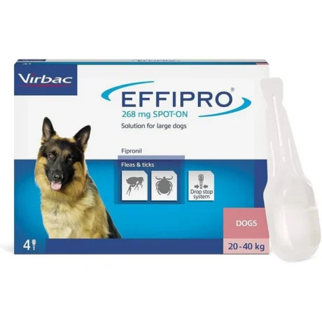 Virbac Effipro Large Spot Dog Αντιπαρασιτικό Σκύλων για Εξωπαράσιτα 20-40kg 4 Πιπέτα