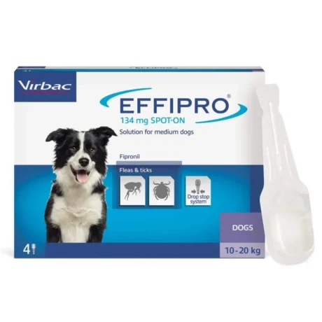 Virbac Effipro Medium Spot Dog Αντιπαρασιτικό Σκύλων για Εξωπαράσιτα 10-20kg 4 Πιπέτα