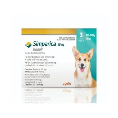 Simparica Αντιπαρασιτικό Χάπι για Ενδοπαράσιτα Σκύλων 10-20kg 3 Δισκία 40mg