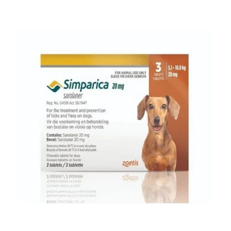 Simparica Αντιπαρασιτικό Χάπι για Ενδοπαράσιτα Σκύλων 5-10kg 3 Δισκία 20mg